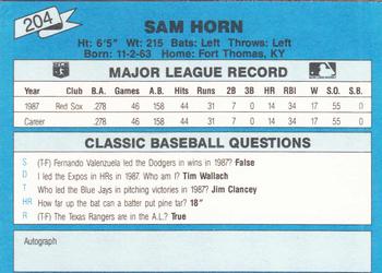 1988 Classic Blue #204 Sam Horn Back
