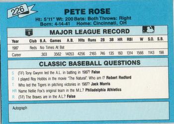 1988 Classic Blue #226 Pete Rose Back