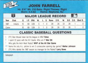 1988 Classic Blue #239 John Farrell Back