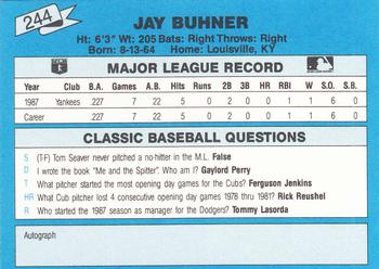 1988 Classic Blue #244 Jay Buhner Back