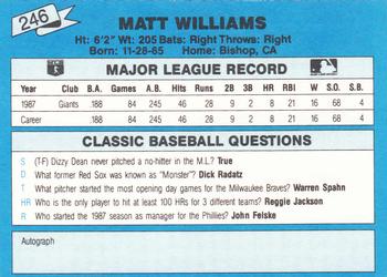 1988 Classic Blue #246 Matt Williams Back