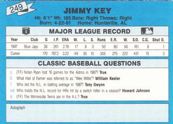 1988 Classic Blue #249 Jimmy Key Back