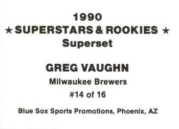 1990 Blue Sox Superstars & Rookies Superset (unlicensed) #14 Greg Vaughn Back