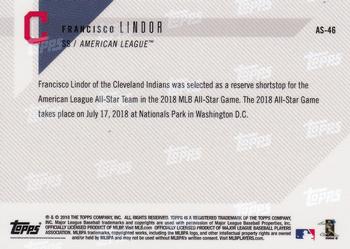 2018 Topps Now American League All-Star Reserves #AS-46 Francisco Lindor Back