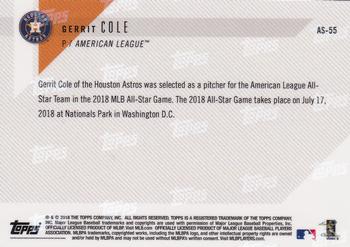 2018 Topps Now American League All-Star Reserves #AS-55 Gerrit Cole Back