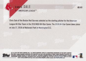 2018 Topps Now American League All-Star Reserves #AS-61 Chris Sale Back