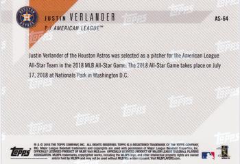 2018 Topps Now American League All-Star Reserves #AS-64 Justin Verlander Back