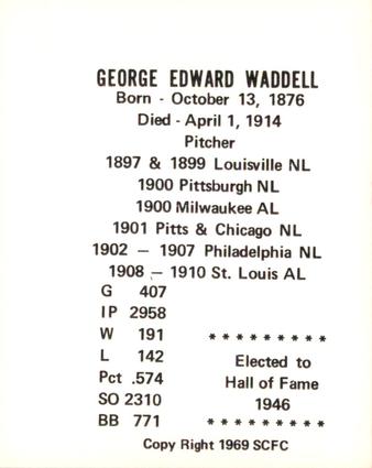 1969 Sports Cards for Collectors Series 2 #42 Rube Waddell Back