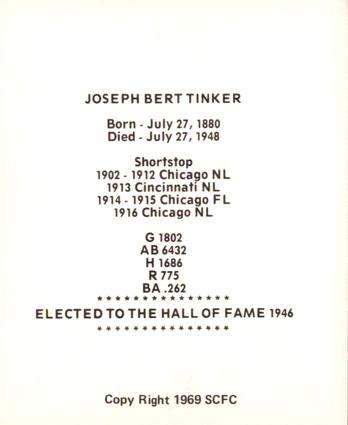 1969 Sports Cards for Collectors Series 2 #60 Joe Tinker Back