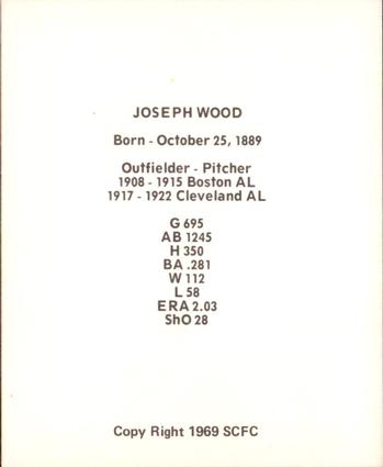 1969 Sports Cards for Collectors Series 2 #63 Smokey Joe Wood Back