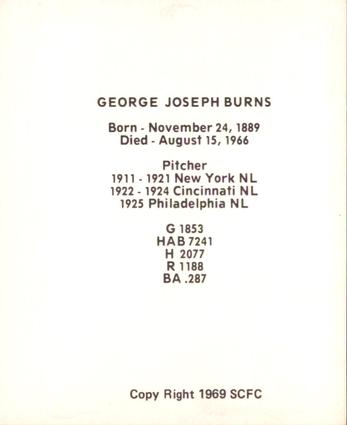 1969 Sports Cards for Collectors Series 2 #64 George Burns Back