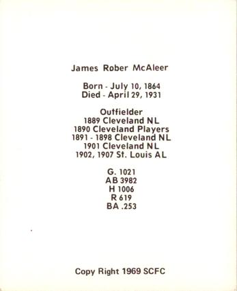 1969 Sports Cards for Collectors Series 2 #67 Jimmy McAleer Back