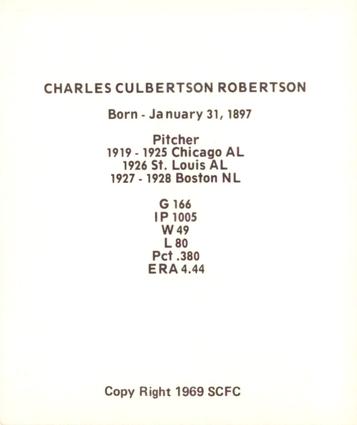 1969 Sports Cards for Collectors Series 2 #71 Charley Robertson Back