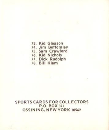 1969 Sports Cards for Collectors Series 2 #NNO Checklist No. 4 Back