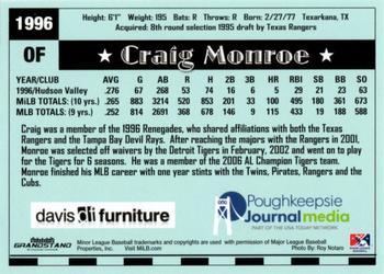 2018 Grandstand Hudson Valley Renegades 25th Anniversary #NNO Craig Monroe Back