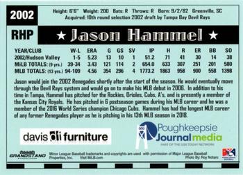 2018 Grandstand Hudson Valley Renegades 25th Anniversary #NNO Jason Hammel Back
