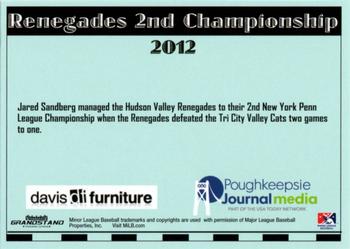 2018 Grandstand Hudson Valley Renegades 25th Anniversary #NNO Renegades 2nd Championship Back