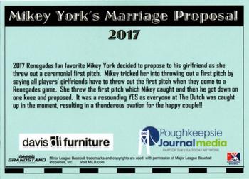 2018 Grandstand Hudson Valley Renegades 25th Anniversary #NNO Mikey York's Marriage Proposal Back