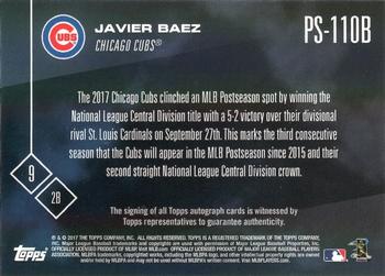 2017 Topps Now Postseason Chicago Cubs - Autographs #PS-110B Javier Baez Back
