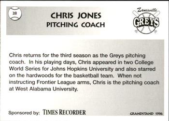 1996 Grandstand Zanesville Greys #13 Chris Jones Back