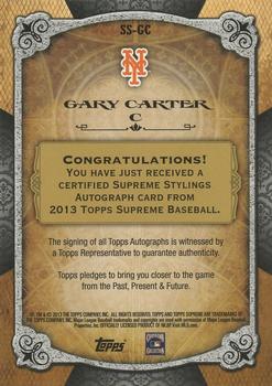 2013 Topps Supreme - Supreme Stylings Autographs Red #SS-GC Gary Carter Back