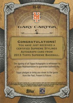 2013 Topps Supreme - Supreme Stylings Autographs Orange #SS-GC Gary Carter Back