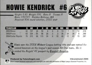 2005 Grandstand Rancho Cucamonga Quakes #NNO Howie Kendrick Back