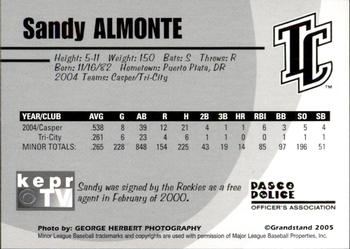 2005 Grandstand Tri-City Dust Devils #3 Sandy Almonte Back
