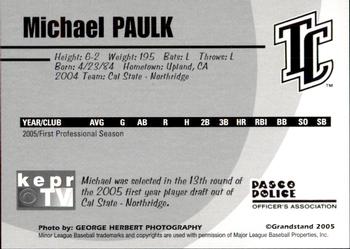 2005 Grandstand Tri-City Dust Devils #17 Michael Paulk Back