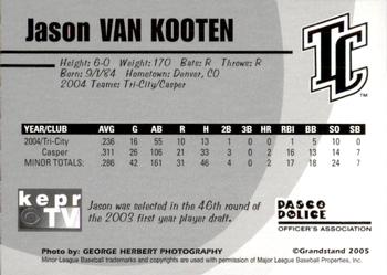 2005 Grandstand Tri-City Dust Devils #26 Jason Van Kooten Back