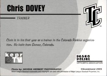 2005 Grandstand Tri-City Dust Devils #31 Chris Dovey Back