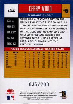 2005 Donruss - Press Proofs Red #134 Kerry Wood Back