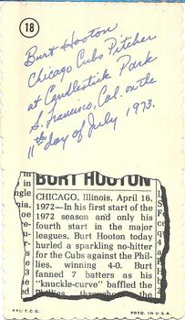 1974 Topps Deckle - White Backs #18 Burt Hooton Back