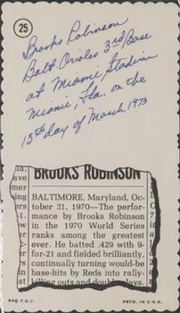 1974 Topps Deckle - White Backs #25 Brooks Robinson Back