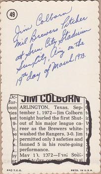 1974 Topps Deckle - White Backs #49 Jim Colborn Back