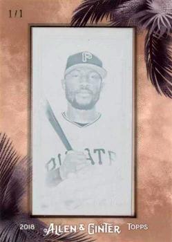 2018 Topps Allen & Ginter - Framed Mini Cyan Printing Plate #224 Starling Marte Front