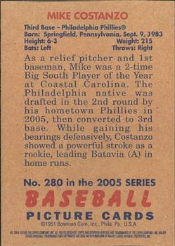 2005 Bowman Heritage #280 Mike Costanzo Back