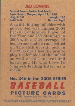 2005 Bowman Heritage #346 Jed Lowrie Back