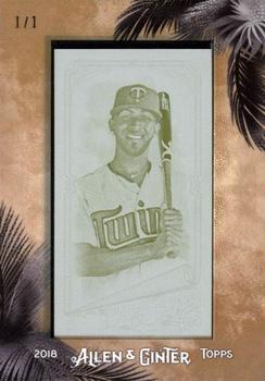 2018 Topps Allen & Ginter - Framed Mini Yellow Printing Plate #12 Eddie Rosario Front