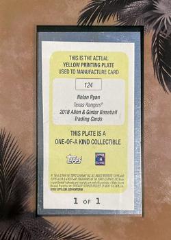 2018 Topps Allen & Ginter - Framed Mini Yellow Printing Plate #124 Nolan Ryan Back