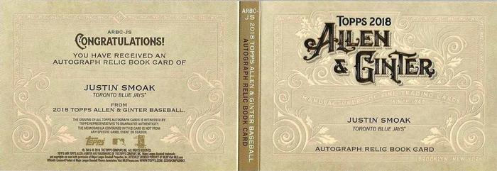 2018 Topps Allen & Ginter - Autograph Relic Books #ARBC-JS Justin Smoak Back
