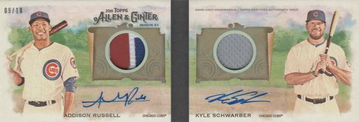 2018 Topps Allen & Ginter - Autograph Relic Books Dual #DABC-RS Kyle Schwarber/Addison Russell Front