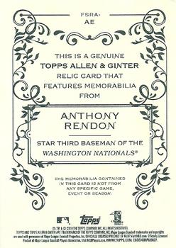 2018 Topps Allen & Ginter - Full-Size Relics #FSRA-AE Anthony Rendon Back