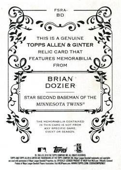 2018 Topps Allen & Ginter - Full-Size Relics #FSRA-BD Brian Dozier Back