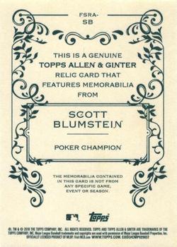2018 Topps Allen & Ginter - Full-Size Relics #FSRA-SB Scott Blumstein Back