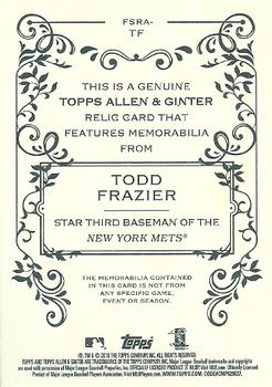 2018 Topps Allen & Ginter - Full-Size Relics #FSRA-TF Todd Frazier Back