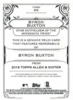 2018 Topps Allen & Ginter - Full-Size Relics #FSRB-BB Byron Buxton Back
