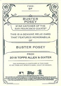 2018 Topps Allen & Ginter - Full-Size Relics #FSRB-BP Buster Posey Back