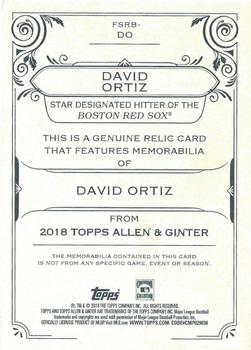 2018 Topps Allen & Ginter - Full-Size Relics #FSRB-DO David Ortiz Back