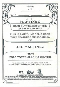 2018 Topps Allen & Ginter - Full-Size Relics #FSRB-JM J.D. Martinez Back